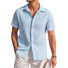 New Mens Textured Solid-color Shirt