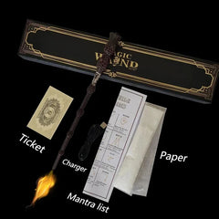 Fire-breathing magic wand toy from My Store, featuring a colorful design with flames and mystical symbols in hand.