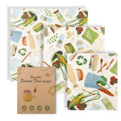 Cotton beeswax fresh-keeping cloth with colorful beeswax patterns, used for wrapping food and preserving freshness.