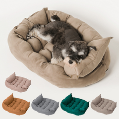 Folding Nest Sofa Bed by My Store, showing its compact design with cushioned seating in a neutral fabric, ready to unfold.