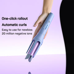 Automatic electric hair curler and waver iron with sleek design, showcasing curled and waved hair for styling versatility.