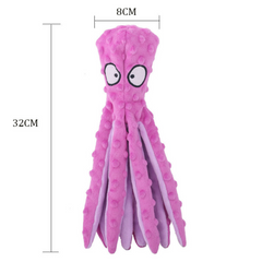 Soft, interactive bite-resistant plush octopus pet toy with multiple tentacles, designed for dogs and cats for play and comfort.