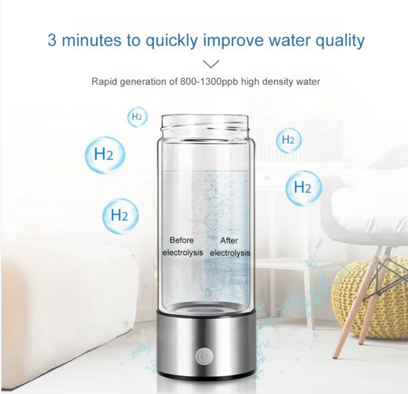 Hydrogen water cup by My Store with sleek design, transparent body, and lid, ideal for drinking hydrogen-infused water.