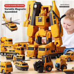 Magnetic engineering car toy with colorful magnetic parts and sleek design, suitable for STEM learning and creative play.