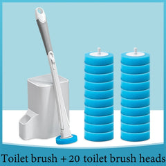 Toilet disposable brush with handle and cleaning bristles, designed for hygienic bathroom cleaning.
