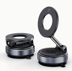Magnetic car phone holder with adjustable arm and mount, compatible with smartphones for easy in-car navigation and hands-free use.