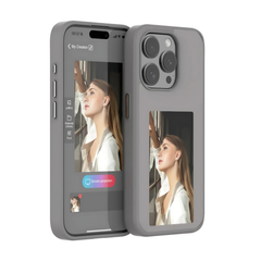 E-Ink phone case with customizable display, featuring a sleek black design and flexible material for My Store smartphone.