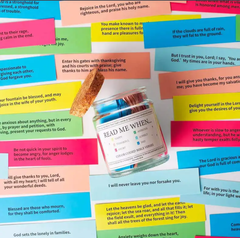 Bible verses in a jar by My Store, featuring small scrolls with inspirational scripture in a clear glass jar.