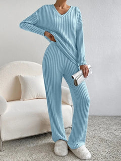 Soft beige casual 2-piece loungewear set from My Store featuring a relaxed fit top and matching pants for comfortable everyday wear.