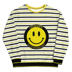 Light grey "Be Happy" sweatshirt by My Store, featuring a comfortable fit and casual style, shown on a model.