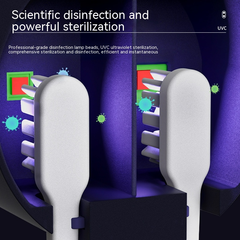 UV toothbrush sanitizer by My Store showing a sleek white device with a transparent lid for disinfecting toothbrushes.