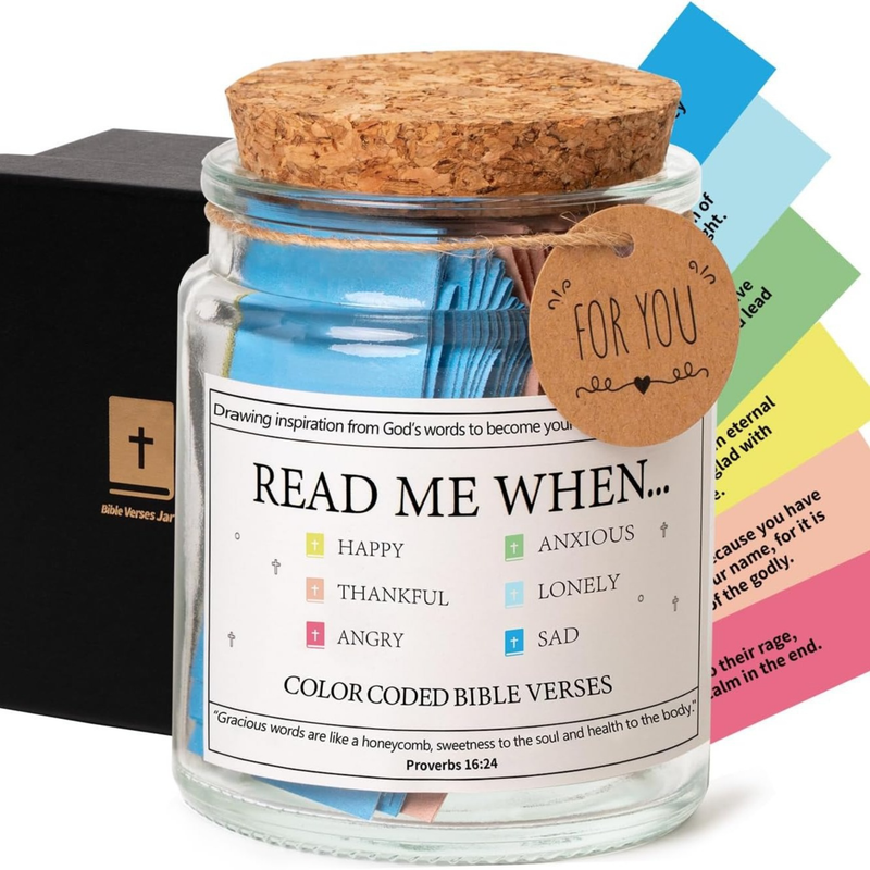 Faith & Joy Verse Jar by My Store, decorative glass jar with inspiring religious verse, perfect for spiritual gift or home decor.