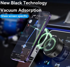 Double-sided magnetic car mount for mobile phones, featuring a sturdy design and easy one-handed operation.
