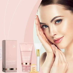 Hydrating collagen peel-off mask by My Store, showing the clear gel formula with collagen infusion in a sleek jar.