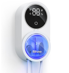 UV toothbrush sanitizer from My Store with a sleek design, showcasing the device cleaning a toothbrush using ultraviolet light.