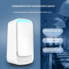 Modern My Store air purifier with sleek white design and digital control panel, standing on a clean living room floor.