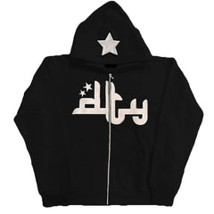 Star printed zip-up hoodie from My Store featuring a comfortable fit and celestial star design on soft fabric.