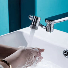 1080° rotatable faucet extender from My Store, showing flexible, adjustable design attached to a standard kitchen faucet.