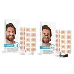 Magnetic nasal dilator strips for better sleep, showing clear adhesive strips with small magnets designed to open nasal passages.