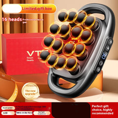 Deep tissue muscle massage gun with 8 and 16 interchangeable heads for targeted relief and muscle recovery.