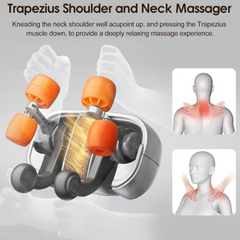 My Store neck and shoulder massage pillow showing a plush, ergonomic design with adjustable straps for targeted relief.