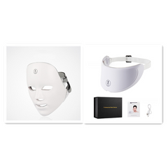 LED therapy face mask for skin rejuvenation, with multiple light panels and adjustable straps, designed to improve skin appearance.