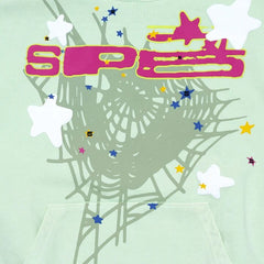 Spider letter prints hoodie by My Store featuring black fabric with white spider and letter designs for a bold style.