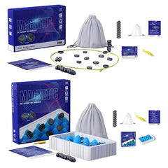 Magnetic chess board game with black and white squares, pieces set up ready for play, featuring a portable design by My Store.