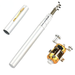 Portable fishing rod by My Store, lightweight and compact, shown in a ready-to-transport position for outdoor fishing adventures.