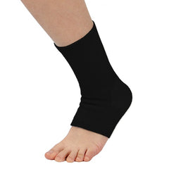 Elastic sports ankle support socks by My Store, showing a close-up of black and gray compression socks with reinforced heel and toe.