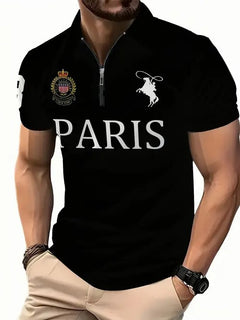 Men's 3D digital print zip-up polo shirt from My Store, featuring vibrant graphic design and a classic collar.