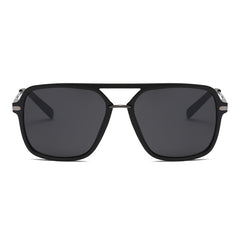 Classic men's dual-beam sunglasses with a stylish linen casual set, featuring sleek frames and tinted lenses.