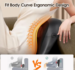 My Store neck and shoulder massage pillow showing a plush, ergonomic design with adjustable straps and massage nodes for relaxation.