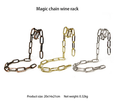 Decorative Magic Iron Chain Wine Bottle Holder featuring intricate iron chain design holding a wine bottle.