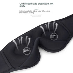 3D Eye Mask Bluetooth headset with built-in stereo speakers and control buttons, designed for comfortable music listening.