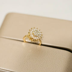 Sunflower rotation ring by My Store, a calming anxiety relief ring with sunflower design, spinning on a person's finger.
