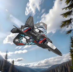 Lightweight foam RC fighter jet for kids, featuring sleek design and vibrant colors, perfect for outdoor flying and imaginative play.