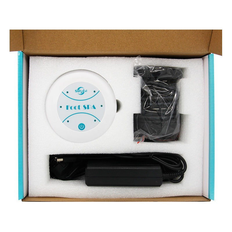 Portable My Store mini foot massager with ion foot bath, showing compact design with control buttons and water basin for soothing foot relief.