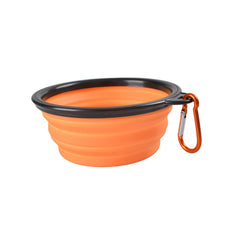 SiftFinds collapsible silicone dog bowl for pets, showing a compact, portable bowl with a bright blue color and flexible design.