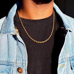 Twisted Rope Figaro Necklace in silver with intricate chain links, stylish jewelry piece by My Store.