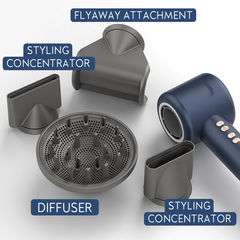 Radian VORTEX Pro hair dryer by My Store showing sleek black design and multiple airflow nozzles for professional styling.