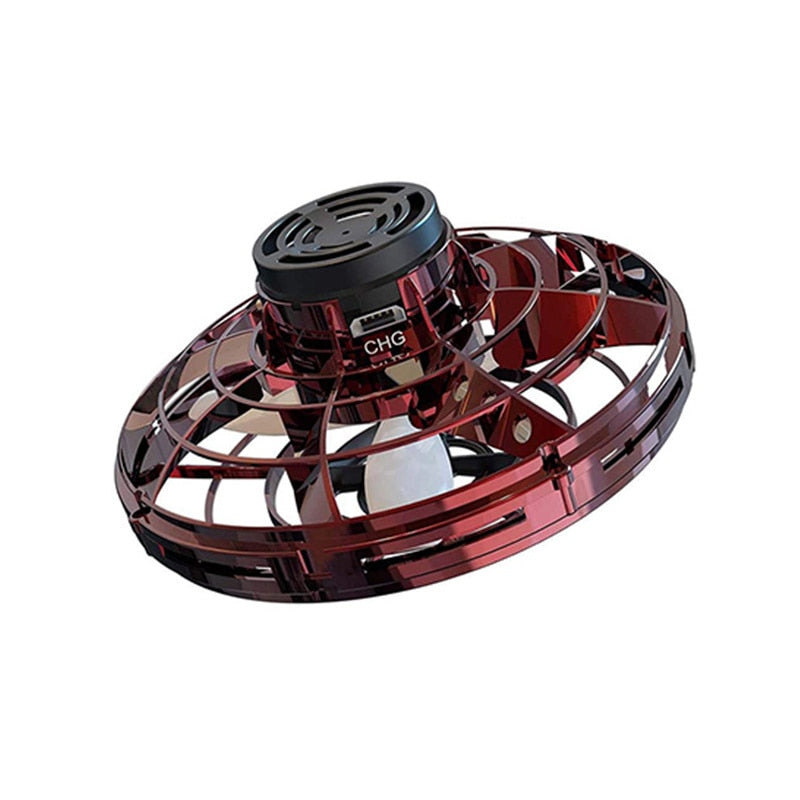 Flynova Mini UFO spinner toy from My Store, showing its compact design and colorful LED lights in action.