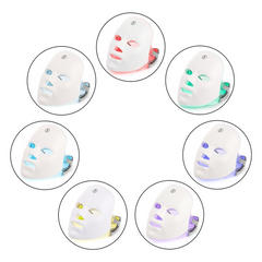 LED therapy face mask for skin rejuvenation, showing a sleek, light-up facial treatment device with adjustable straps.
