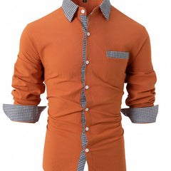 Men's casual long-sleeve shirt from My Store, featuring a button-up design with a classic collar and plaid pattern.