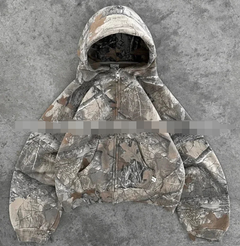 Urban camo retro hoodie from My Store featuring a stylish camouflage pattern and comfortable fit, displayed on a hanger.