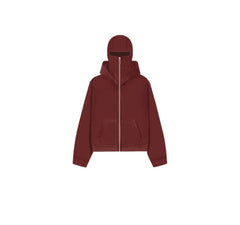 Men's hooded zip-up baseball jacket in navy with front pockets, made by My Store, casual and sporty outerwear.