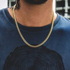 Twisted Rope Figaro Necklace with layered chain design, gold-tone finish, and intricate textured links.