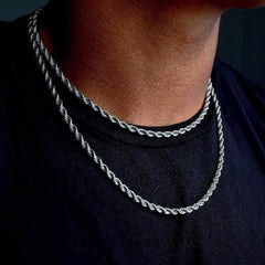 Twisted Rope Figaro Necklace from My Store featuring a stylish, silver-toned chain with intricate twisted design.