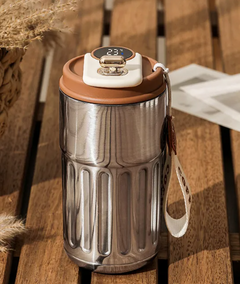 Stainless steel Smart Digital Thermal Water Bottle by My Store with digital display, 450ml capacity, in-car insulated coffee mug.
