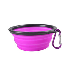 Collapsible silicone dog bowl by SiftFinds, portable pet bowl for feeding and travel, shown in expanded form with a gray color.